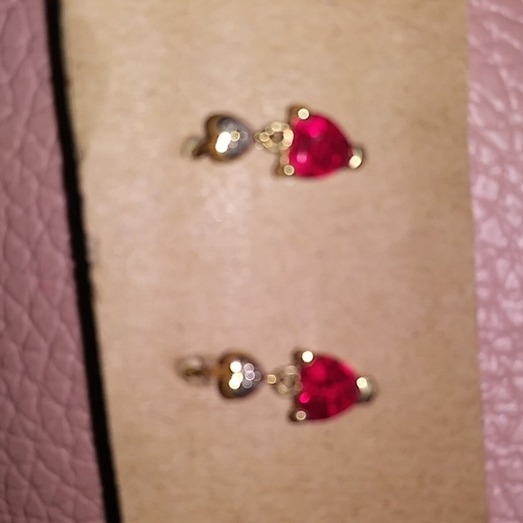 10K ruby earrings - Picture 2 of 6